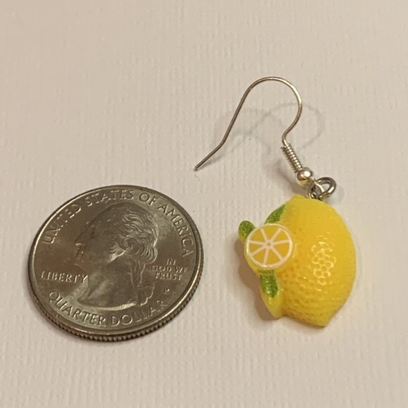 Lemon Earring, Fruit Jewelry, Citrus Earring, Gift Idea, Funny Food Earrings - Picture 5 of 5